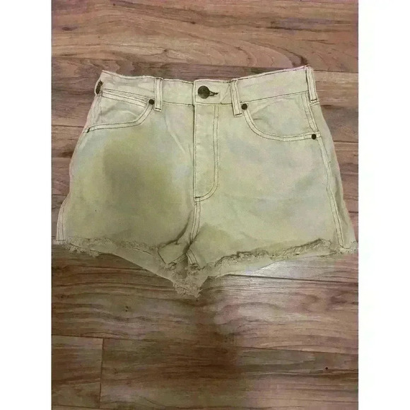 Billabong x Wrangler Pants - Billabong X Wrangler Shorts Wom 28 Faded Yello Denim High Rise Cut Off Jean Fray